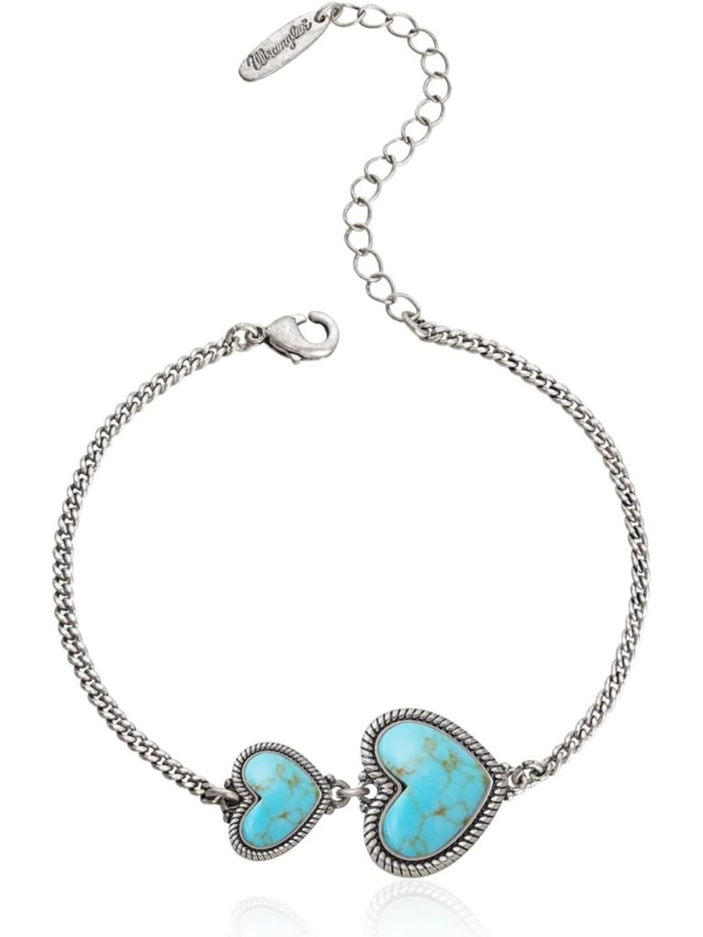 Charming 14K Gold Link Bracelet with Heart Charms & Turquoise Accents for Women